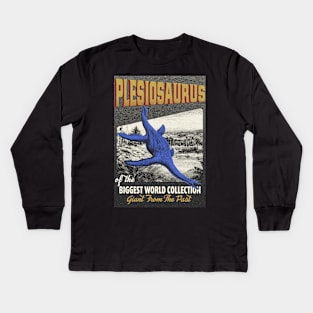 Plesiosaurus Retro Art - The Biggest World Collection / Giant From The Past Kids Long Sleeve T-Shirt